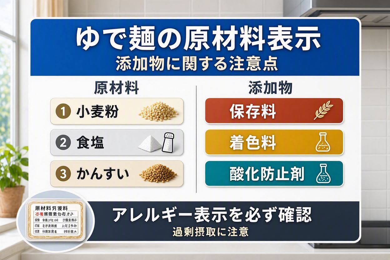 ゆで麺の原材料表示と添加物の注意点