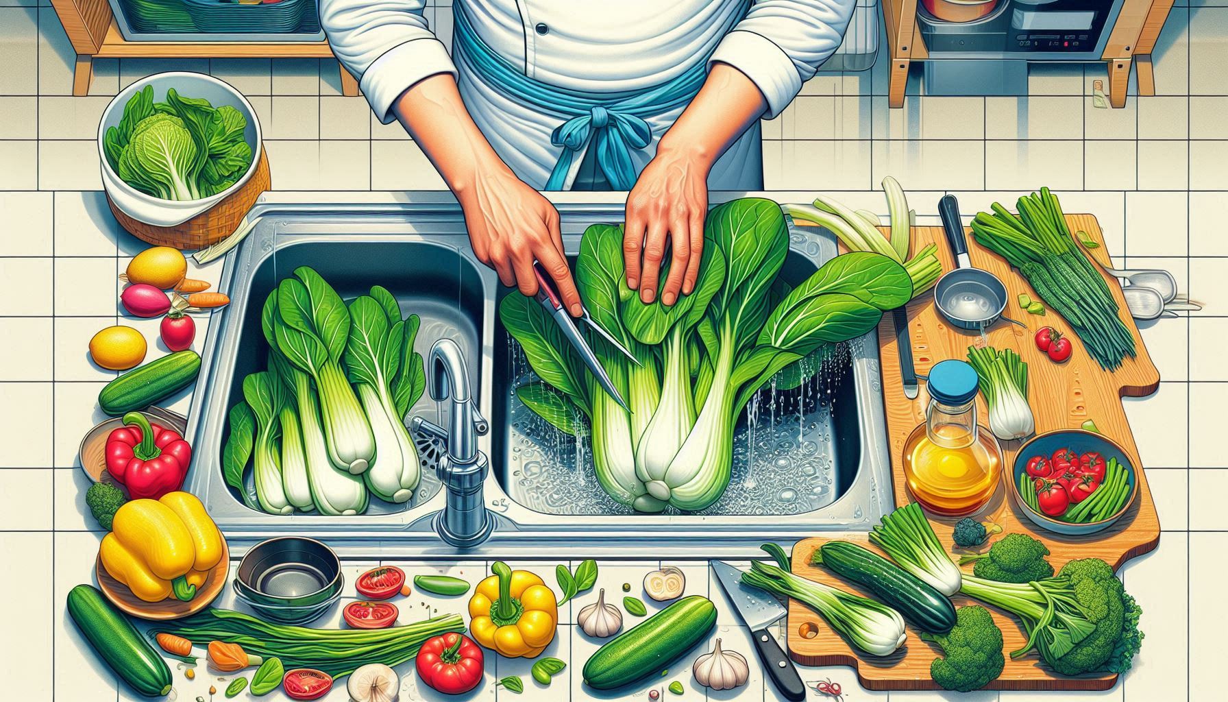 【ダイオキシン対策】チンゲン菜の安全な下ごしらえ:根元を深切りし、葉を1枚ずつ洗う方法を解説